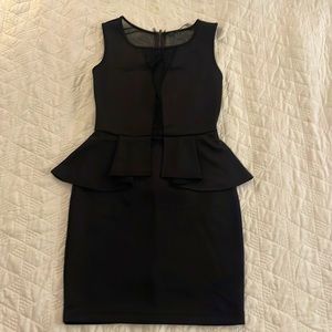 Guess small peplum dress with sheer back.